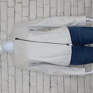Vince Edgy Asymmetric Cross Front Luxe Lamb Leather Moto Jacket in White - NWT